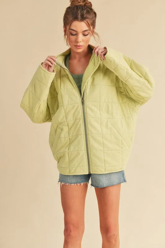 100% Cotton Checked Quilt Zip Up Jacket