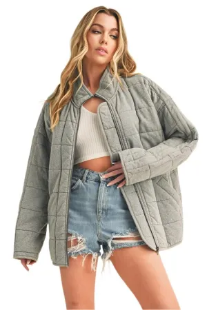 100% Cotton Checked Quilt Zip Up Jacket