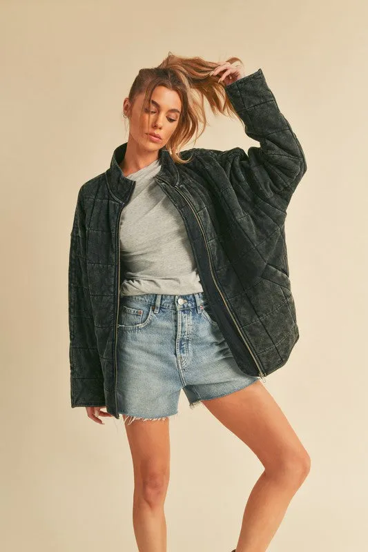 100% Cotton Checked Quilt Zip Up Jacket