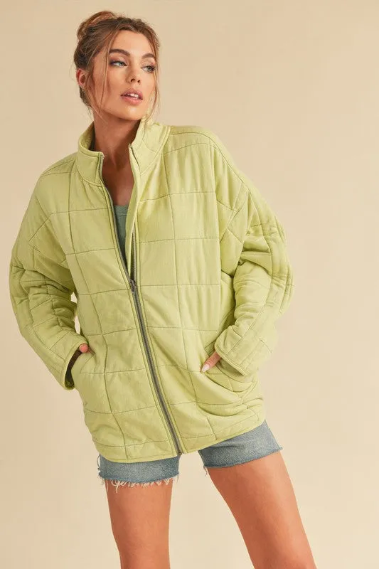 100% Cotton Checked Quilt Zip Up Jacket