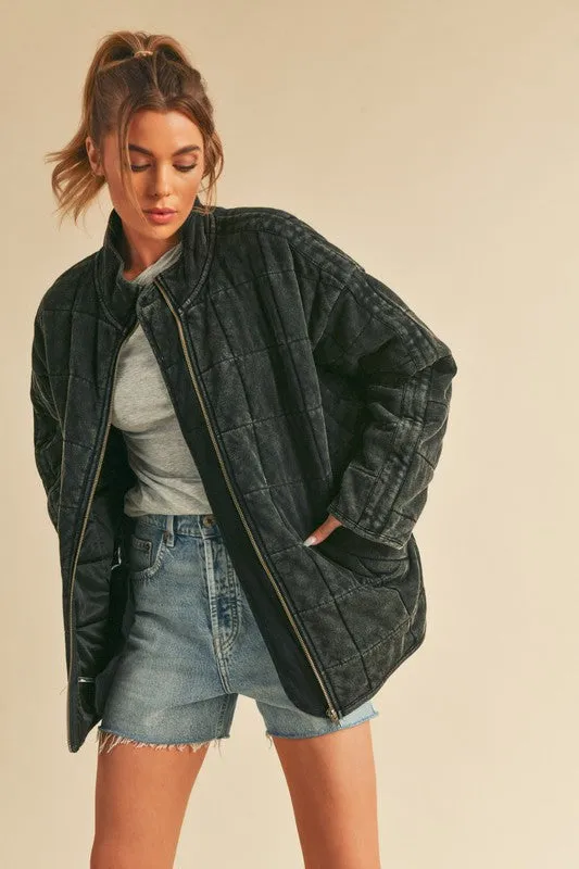 100% Cotton Checked Quilt Zip Up Jacket