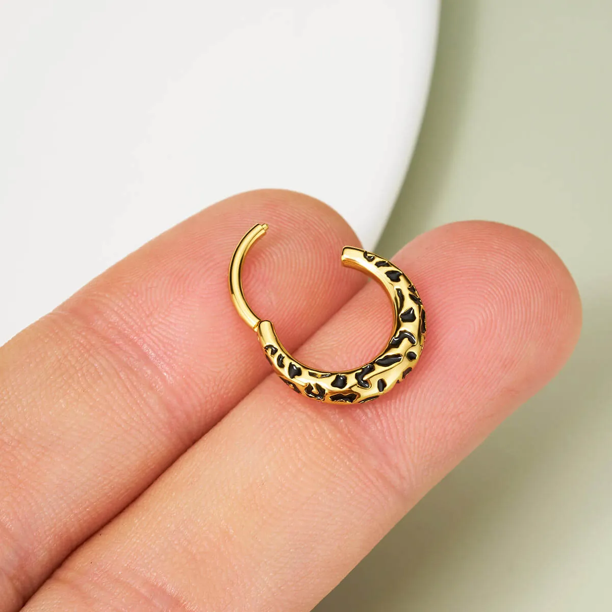 16G Leopard Print Segment Septum and Daith Ring