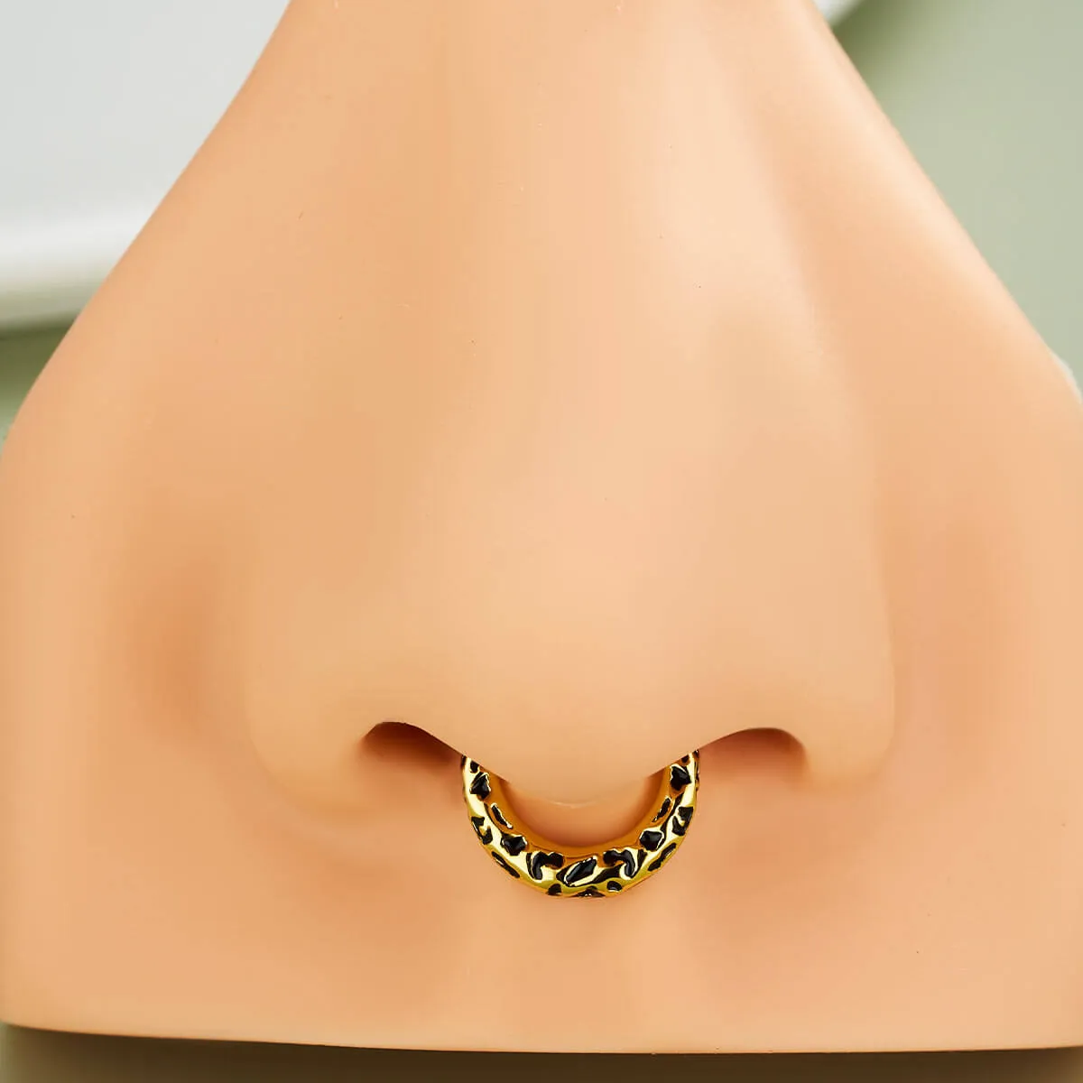 16G Leopard Print Segment Septum and Daith Ring