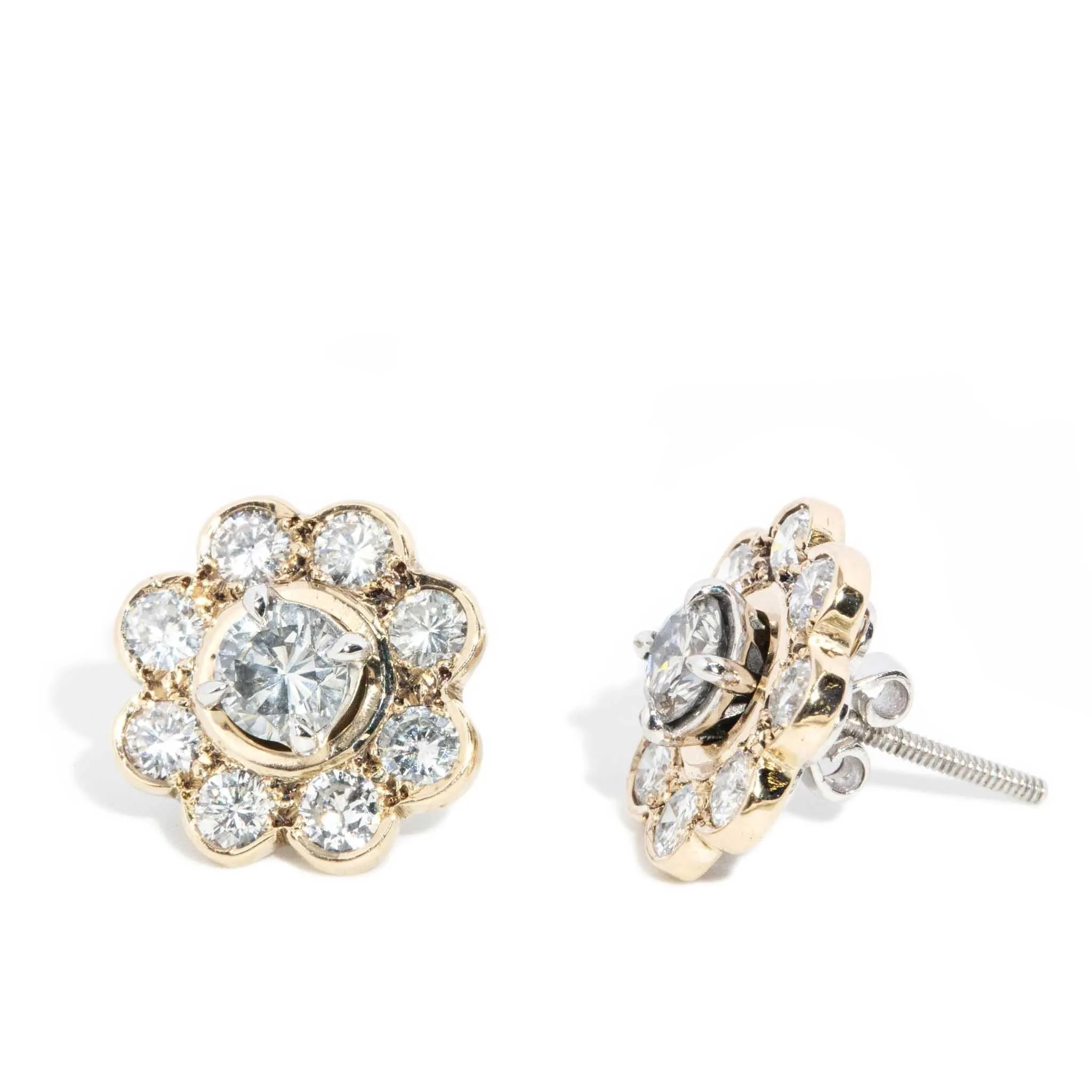 Aelia 1990s Diamond Studs 18ct White Gold 9ct Jackets