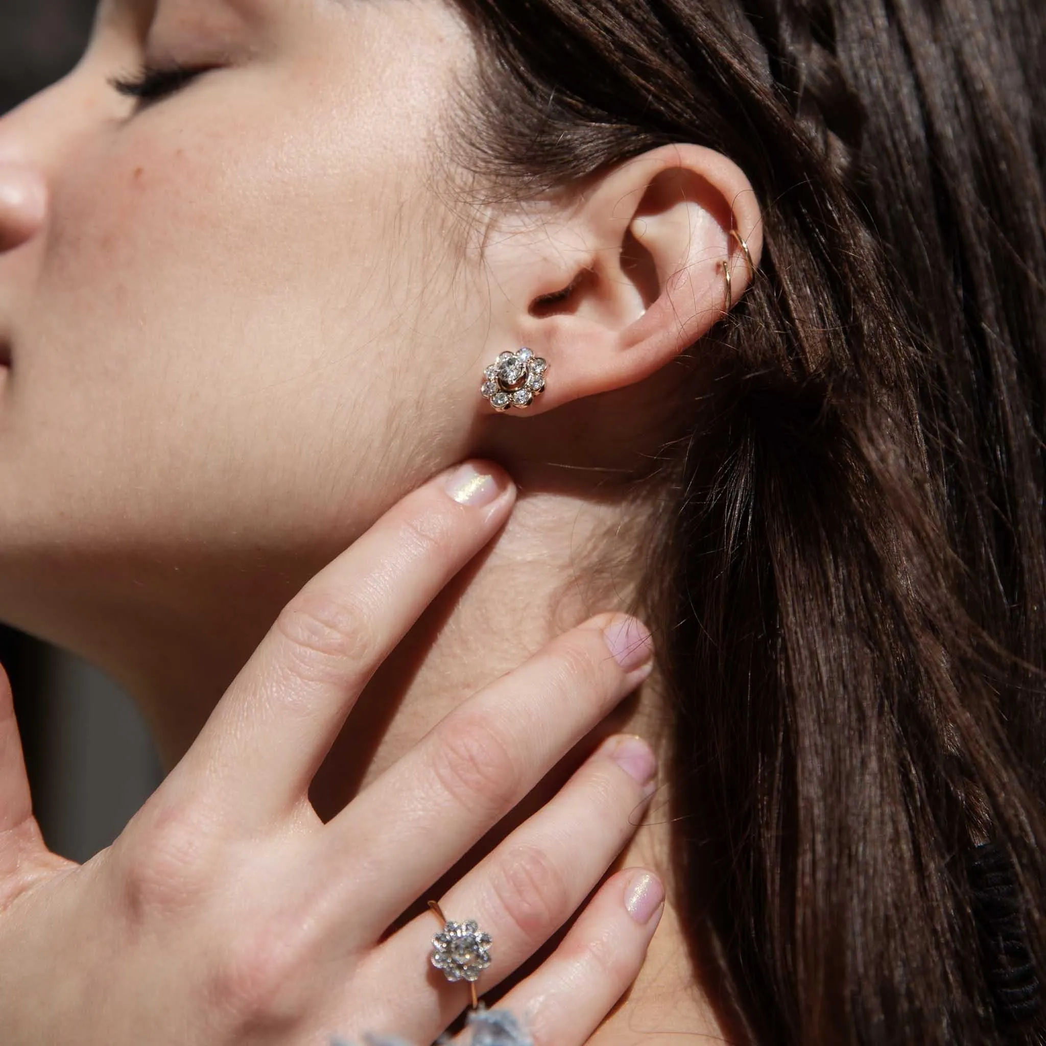 Aelia 1990s Diamond Studs 18ct White Gold 9ct Jackets