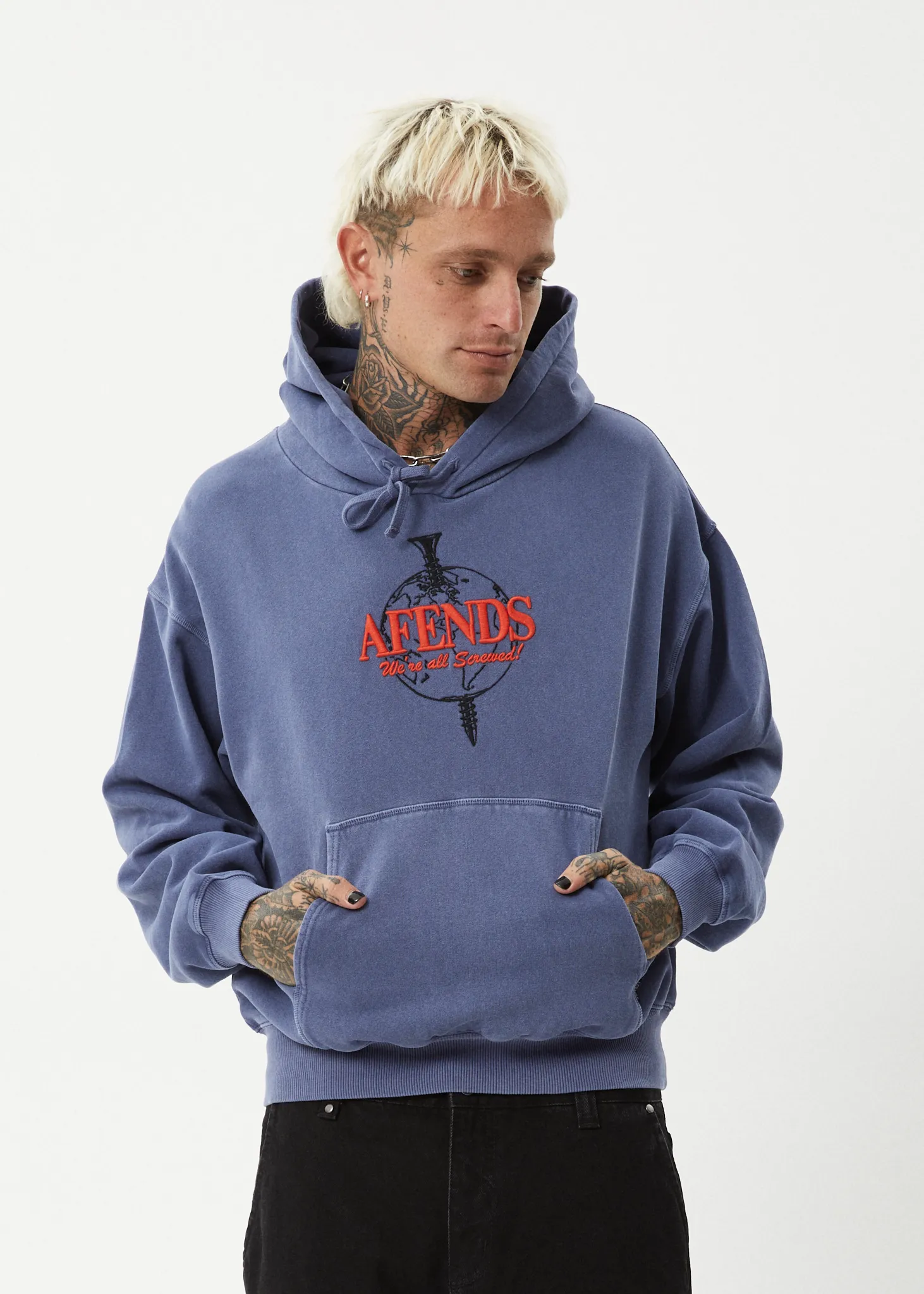 Afends HoodM Screwed Boxy Pu M243510-WMR