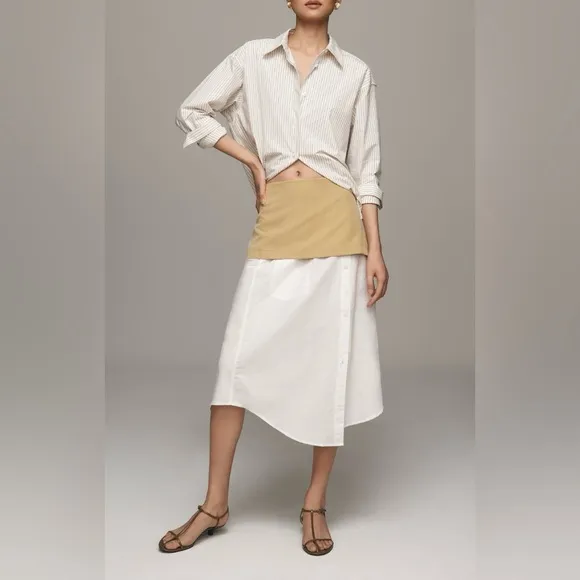 Anthropologie Shirttail Midi Skirt