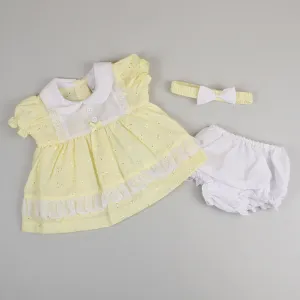 Baby Girls Lemon Dress Set with Knickers and Headband