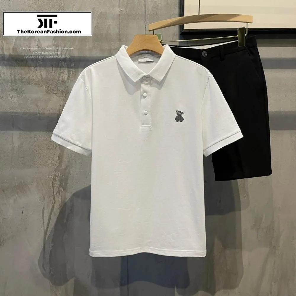 Bear Embroidery Polo T-Shirt