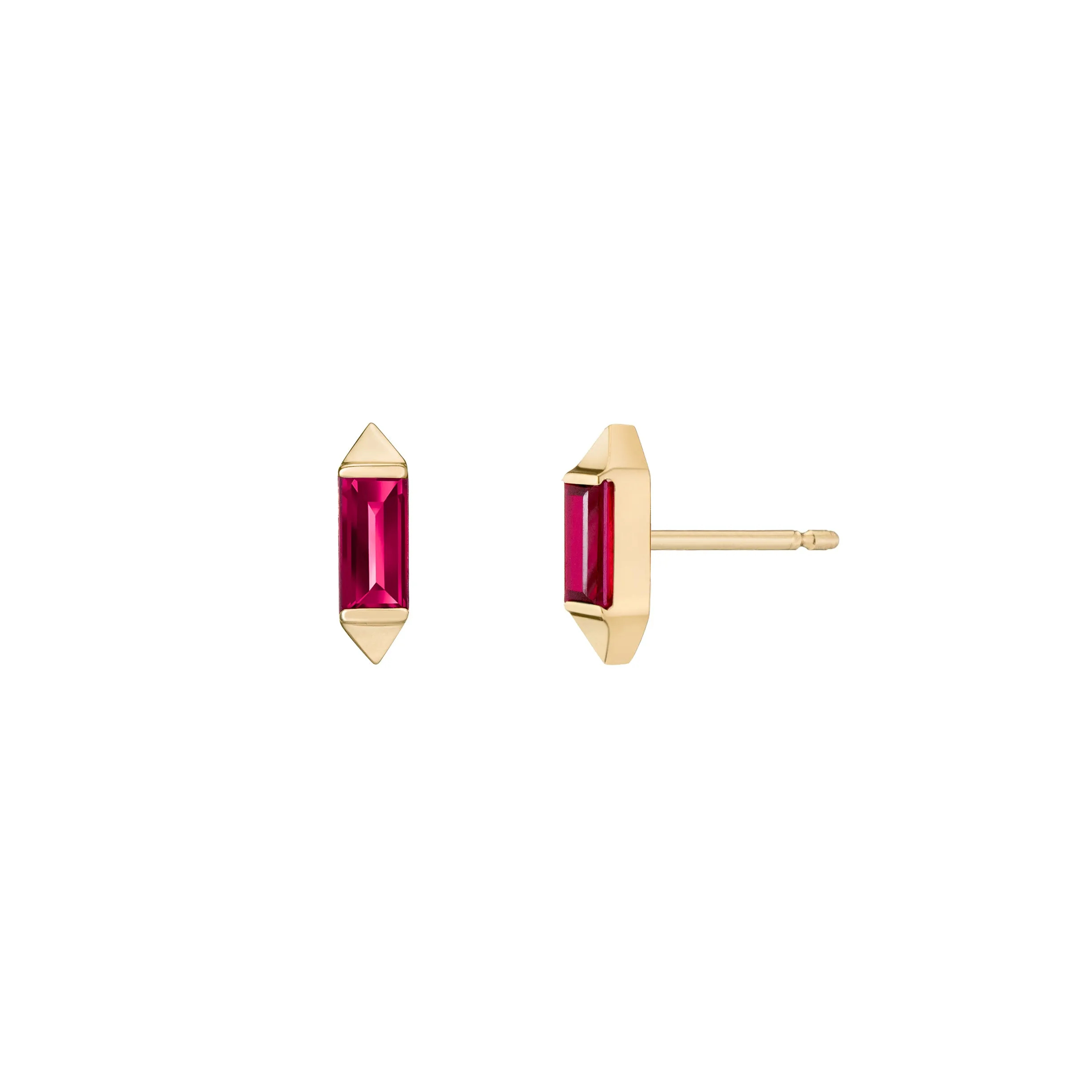 Bergama Baguette Studs - Colored Stones