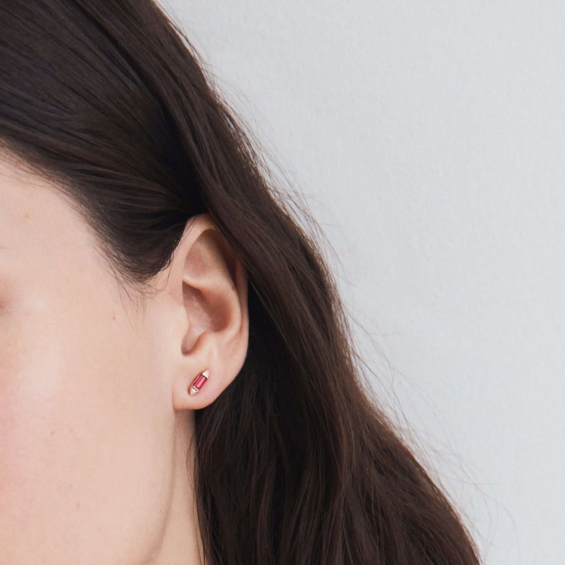 Bergama Baguette Studs - Colored Stones