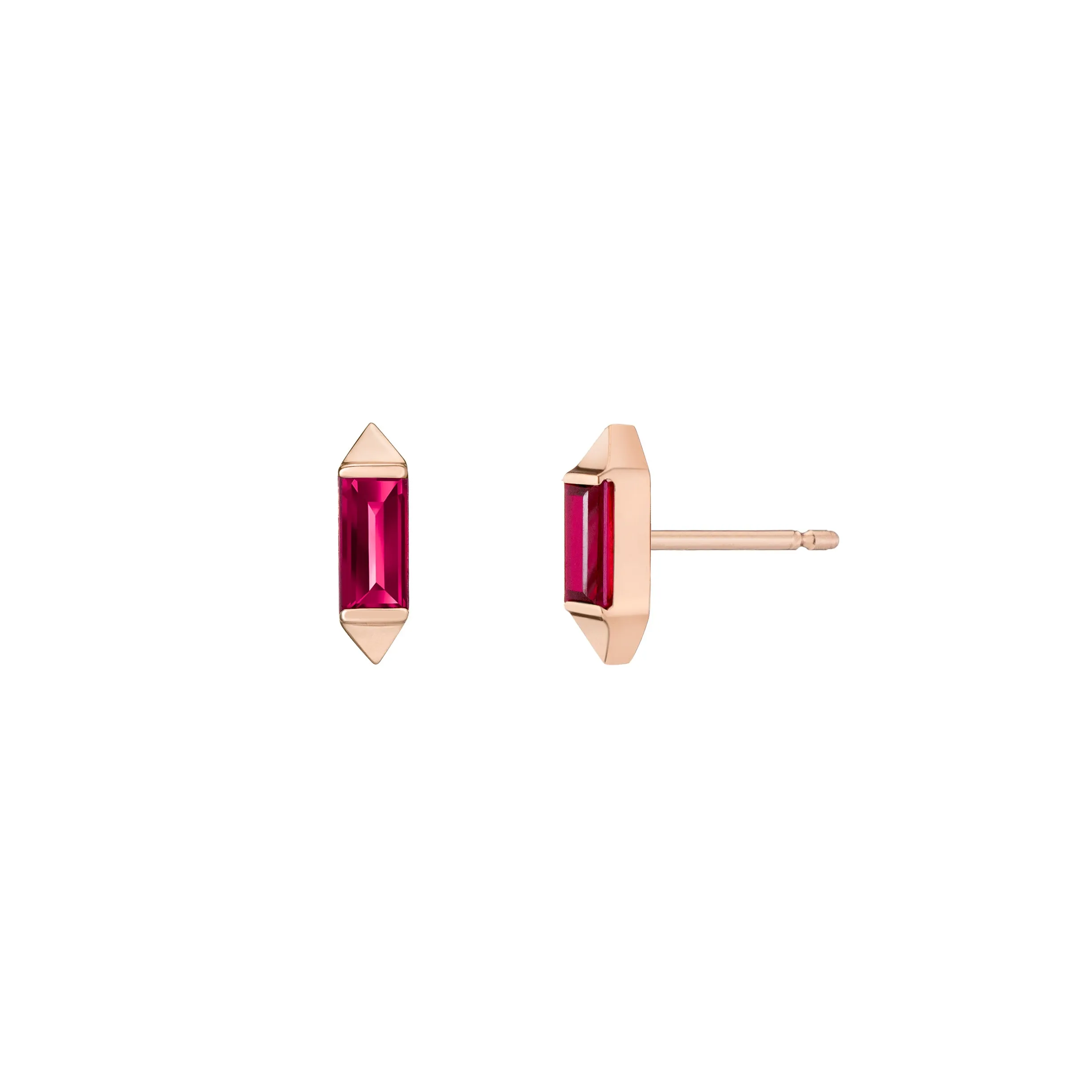Bergama Baguette Studs - Colored Stones