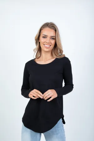 'BETTY BASICS' MEGAN LONG SLEEVE TOP - BLACK