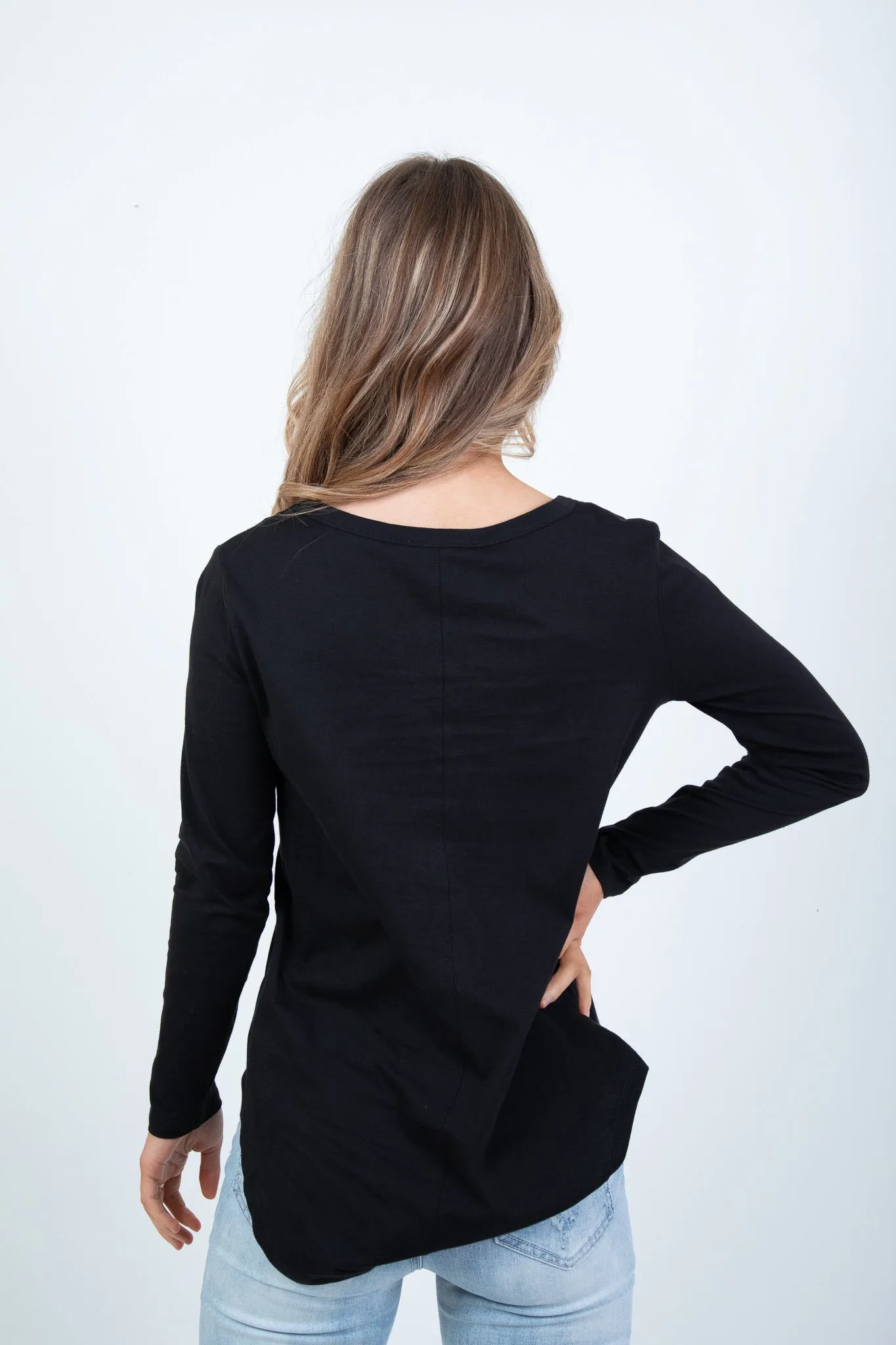'BETTY BASICS' MEGAN LONG SLEEVE TOP - BLACK