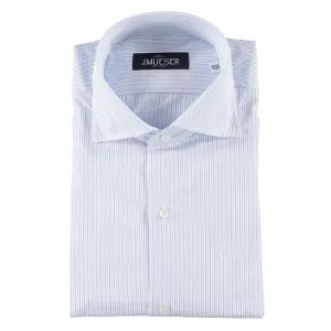 Blue Alternating Stripe Spread Collar Shirt