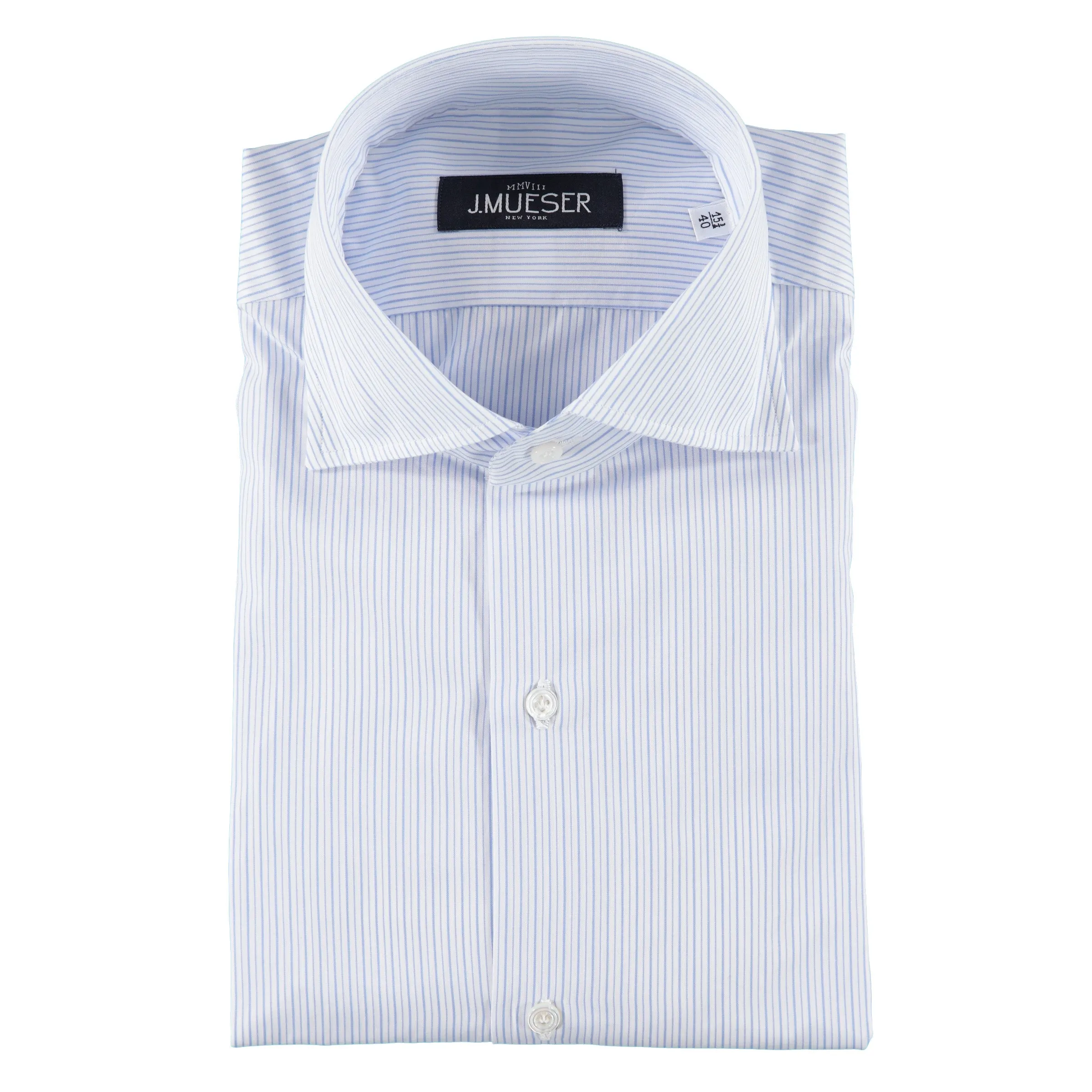 Blue Alternating Stripe Spread Collar Shirt