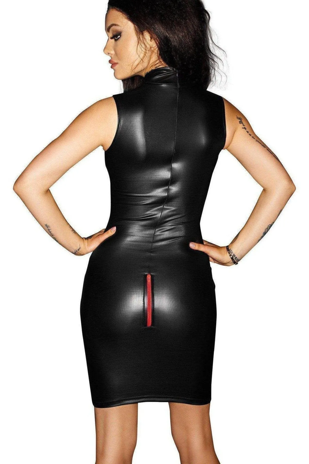 Body Tight Zipper Detailed Fetish Dress