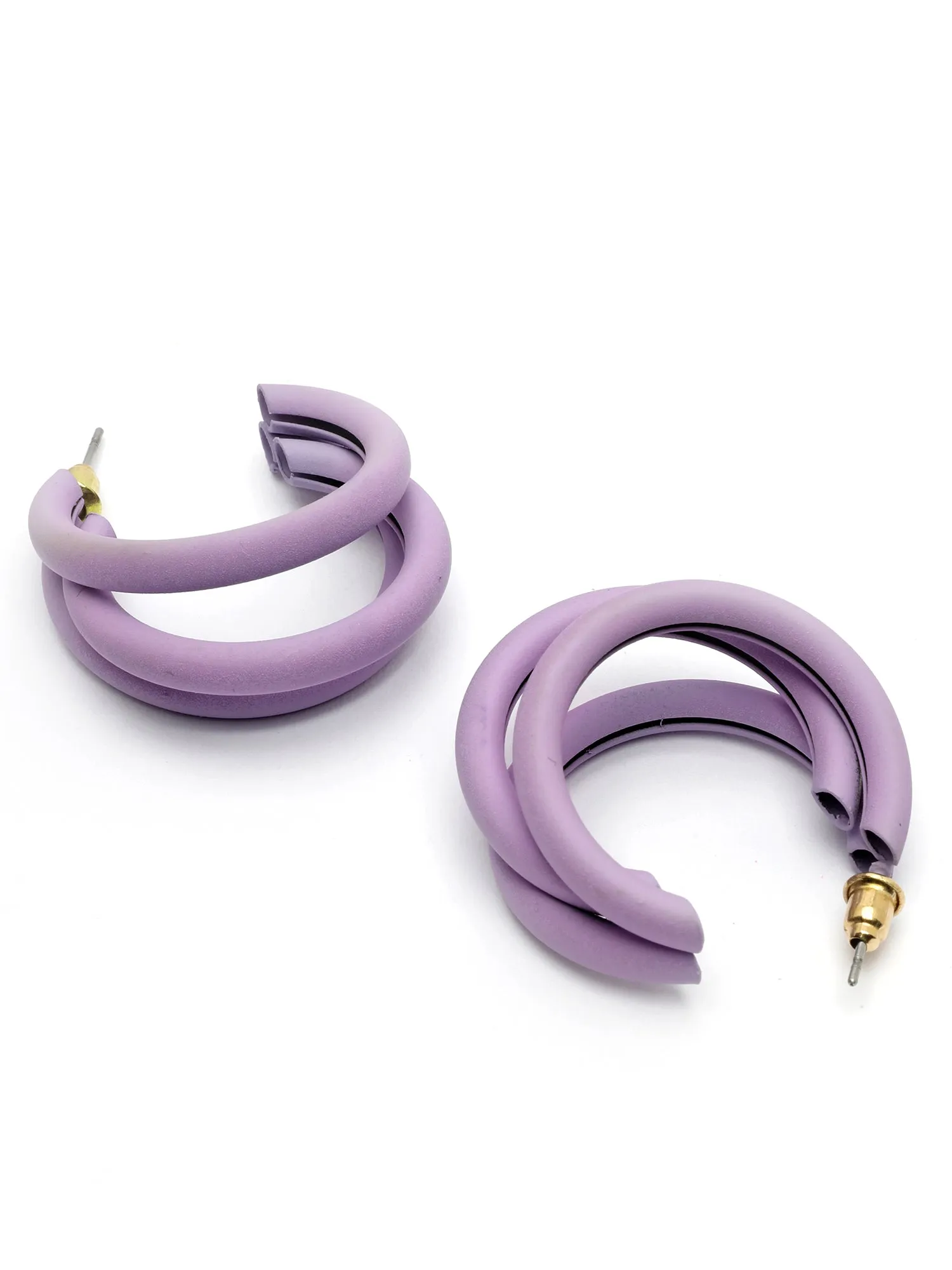 Bohey by KARATCART Matte Finish Lilac Half Hoop Earrings