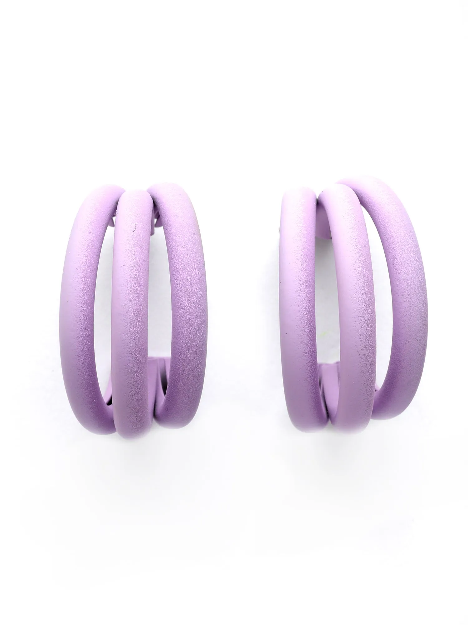 Bohey by KARATCART Matte Finish Lilac Half Hoop Earrings