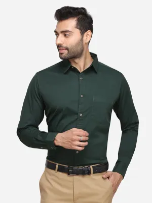 Bottle Green Solid Slim Fit Casual Shirt | JadeBlue