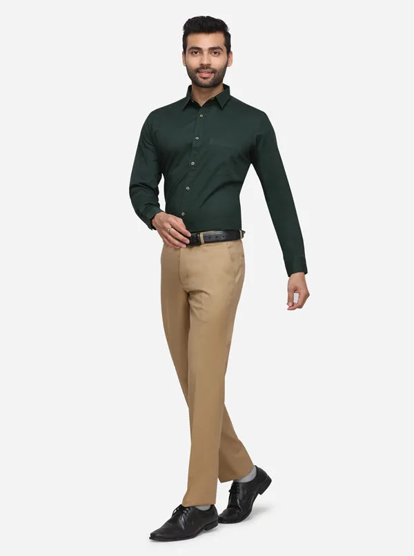 Bottle Green Solid Slim Fit Casual Shirt | JadeBlue