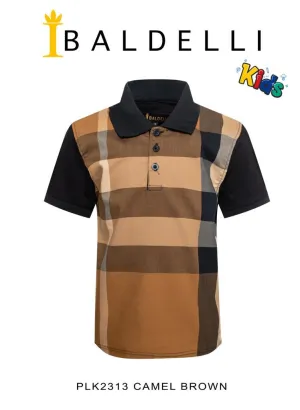 Boy’s Camel Brown Berry Print Polo Shirt