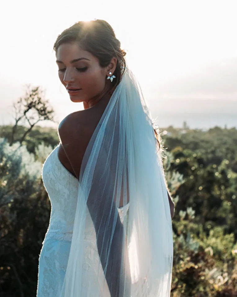 Bridal earrings - crystal stud and leaf jacket - Be-Leaf in Me at Kezani