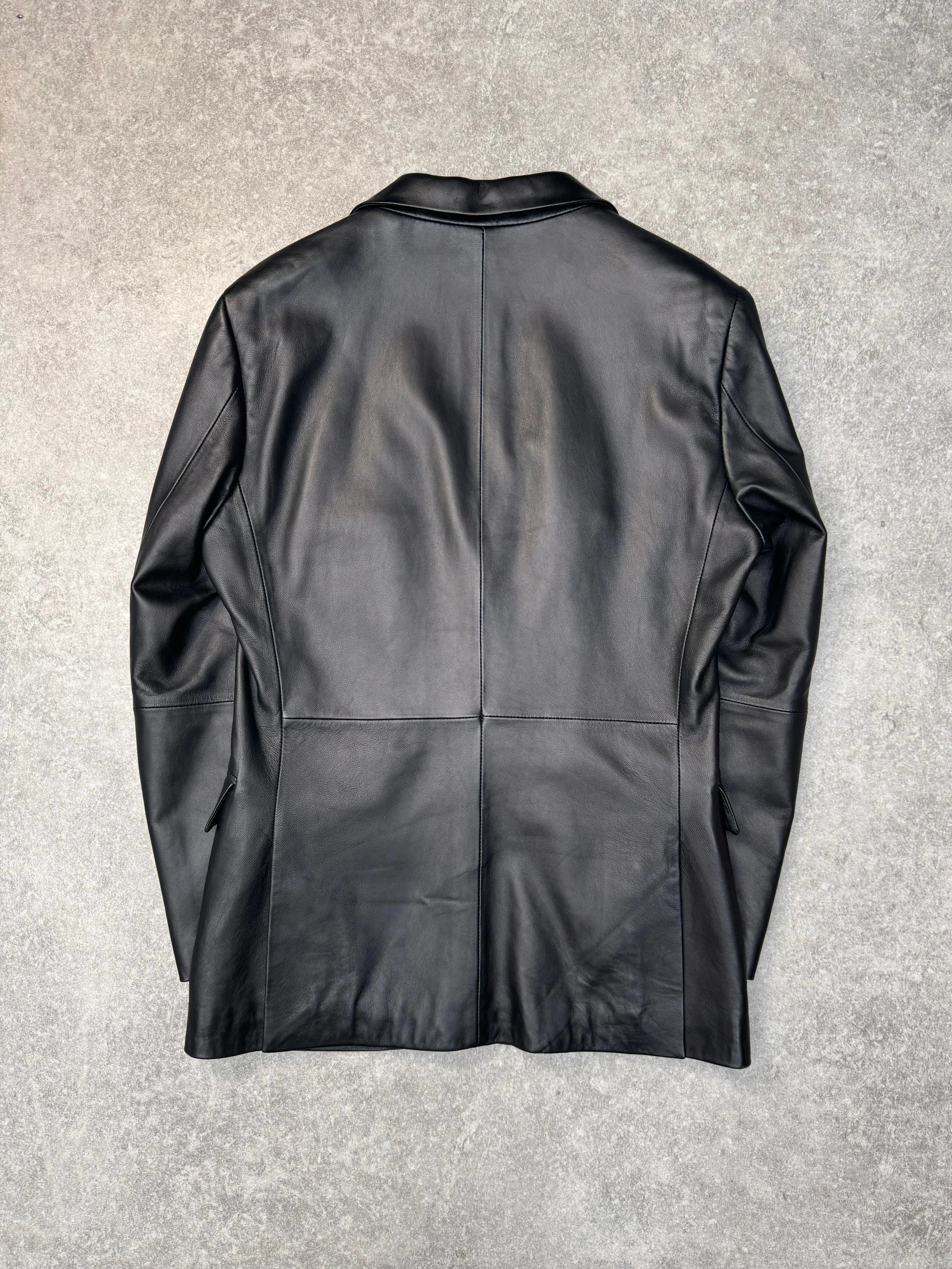 Burberry Black Label Nova Check Lined Black Leather Jacket