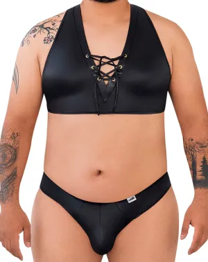 Candyman 99628x Criss-cross Top And Brief Set Black