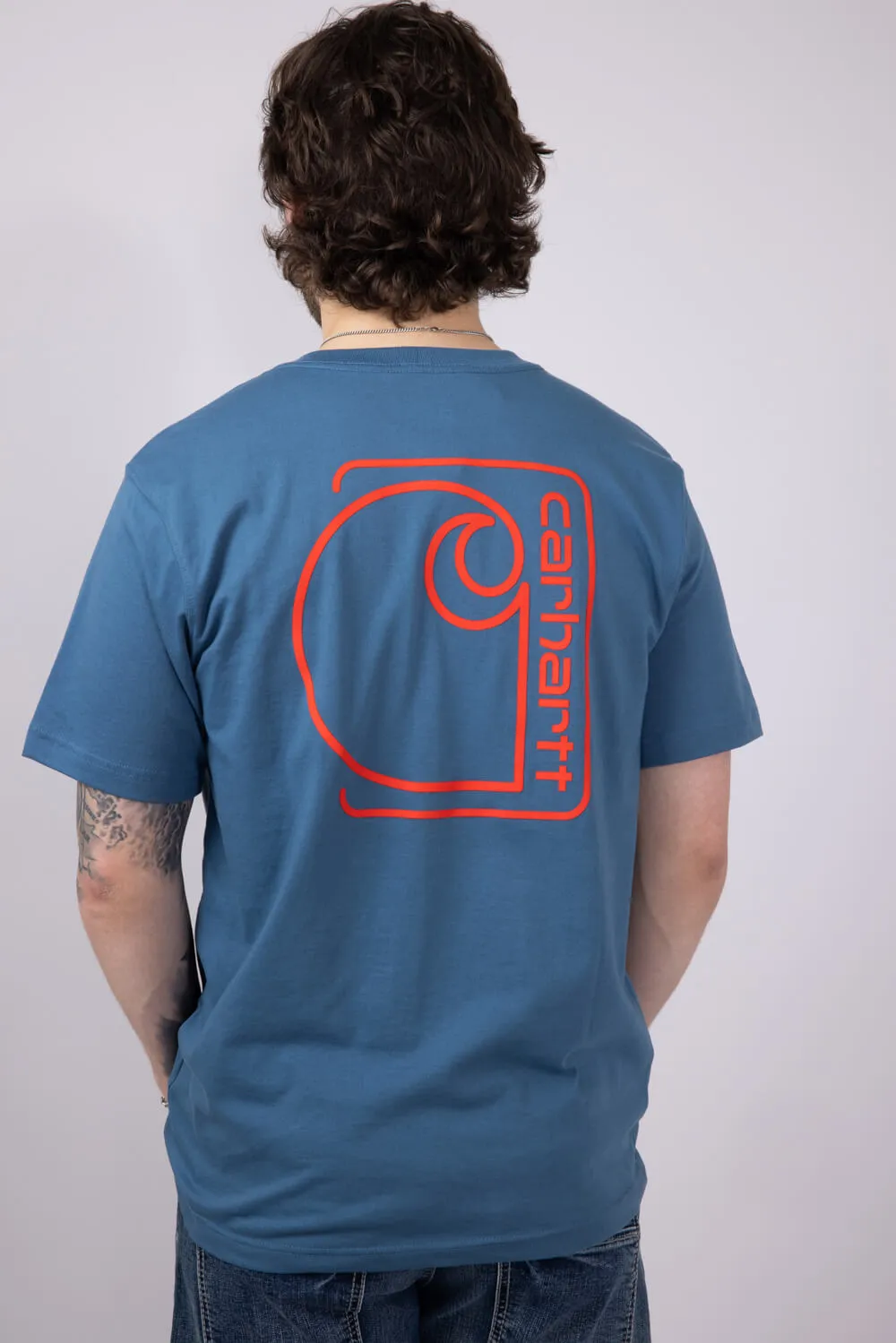 Carhartt Pocket Graphic T-Shirt for Men in Blue | 106760-HK8-STRMBLU