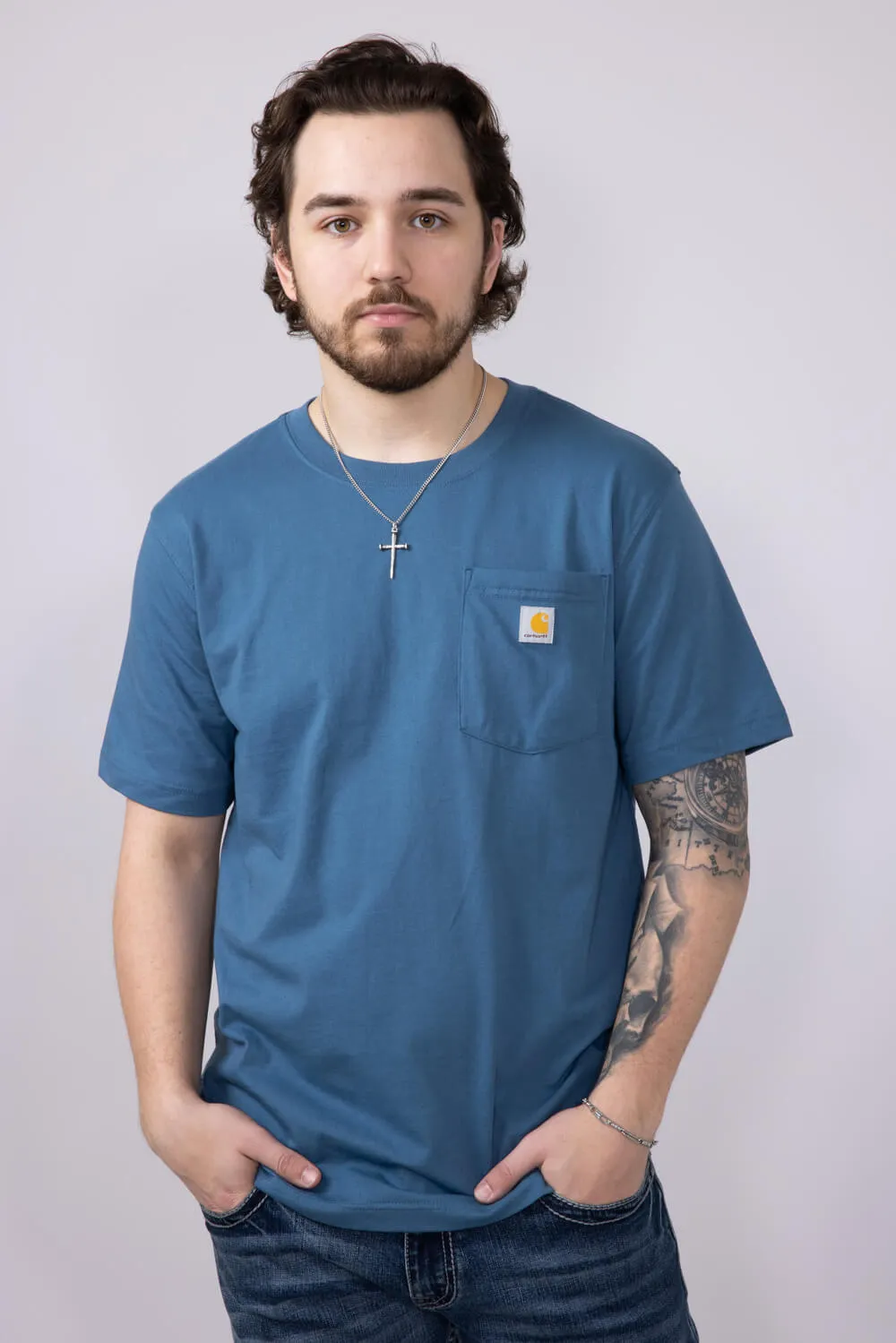 Carhartt Pocket Graphic T-Shirt for Men in Blue | 106760-HK8-STRMBLU