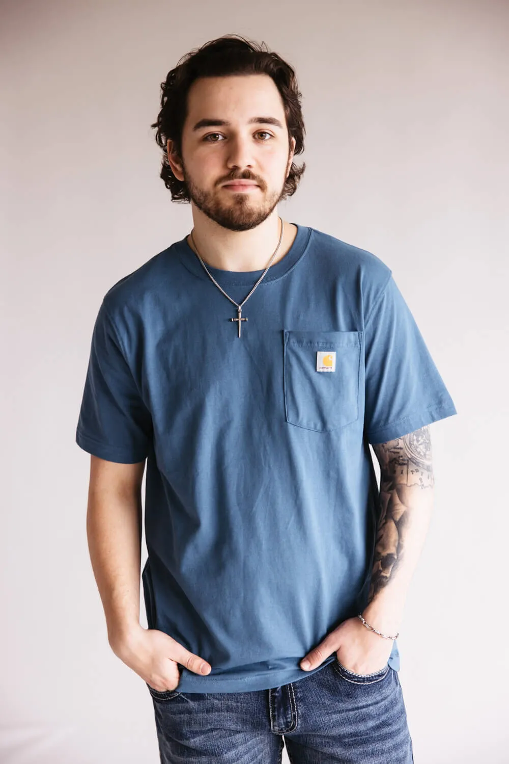 Carhartt Pocket Graphic T-Shirt for Men in Blue | 106760-HK8-STRMBLU