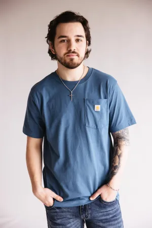 Carhartt Pocket Graphic T-Shirt for Men in Blue | 106760-HK8-STRMBLU