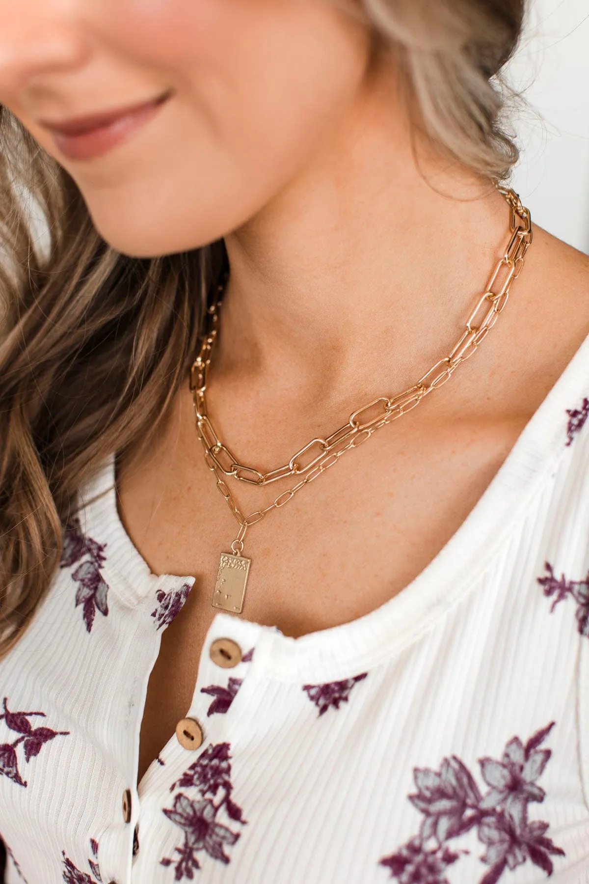 Catch A Spark Layered Pendant Necklace- Gold