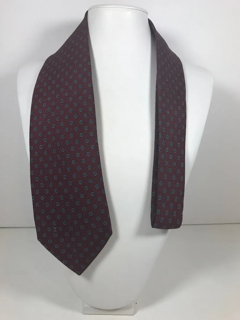 CHANEL Navy and Maroon Striped Neck Tie with Gold Chain Chanel