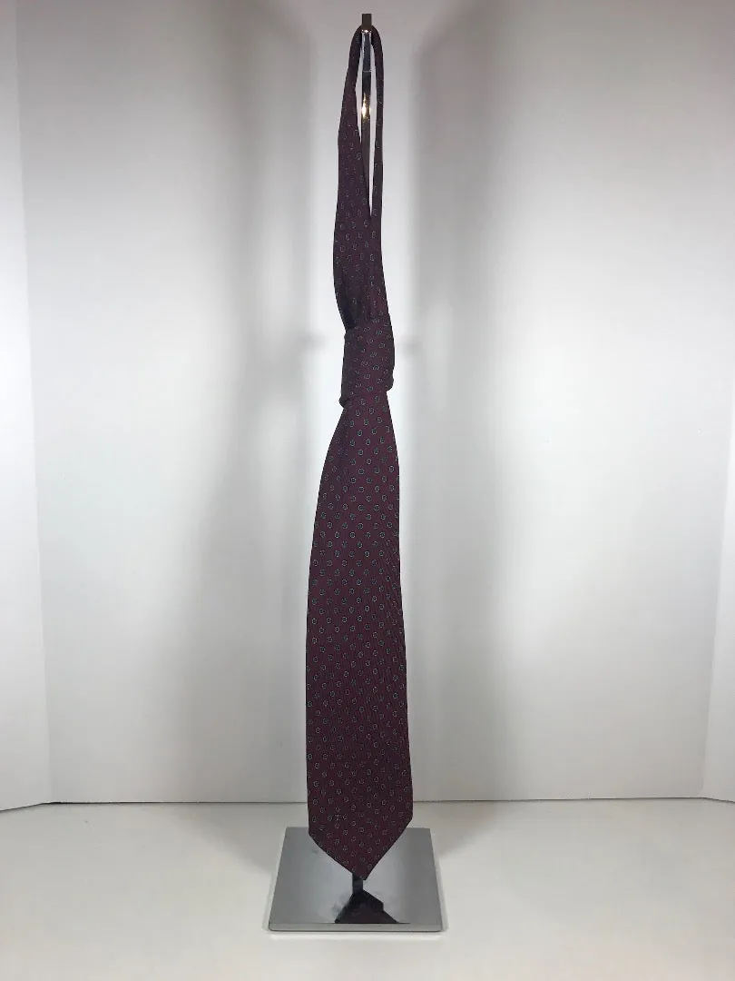 CHANEL Navy and Maroon Striped Neck Tie with Gold Chain Chanel