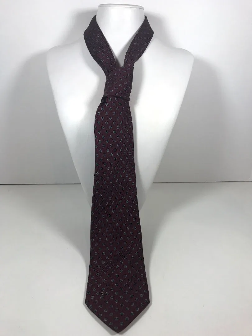 CHANEL Navy and Maroon Striped Neck Tie with Gold Chain Chanel