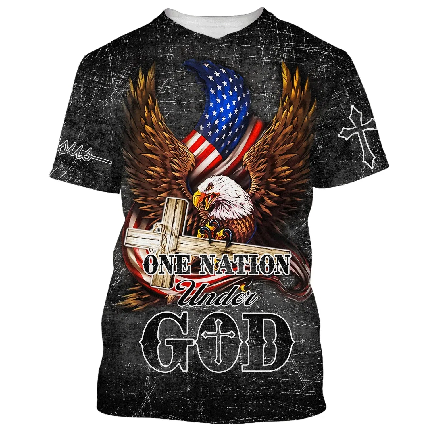 Christianartbag 3D T-Shirt, Eagle One Nation Under God, Christian T-Shirt, Christian 3D T-Shirt, Unisex T-Shirt.