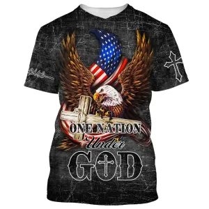 Christianartbag 3D T-Shirt, Eagle One Nation Under God, Christian T-Shirt, Christian 3D T-Shirt, Unisex T-Shirt.