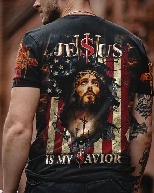 Christianartbag 3D T-Shirt For Men, Jesus Is My Savior Crack Flag Men's All Over Print Shirt , Christian T-Shirt, Christian 3D T-Shirt, Unisex T-Shirt.