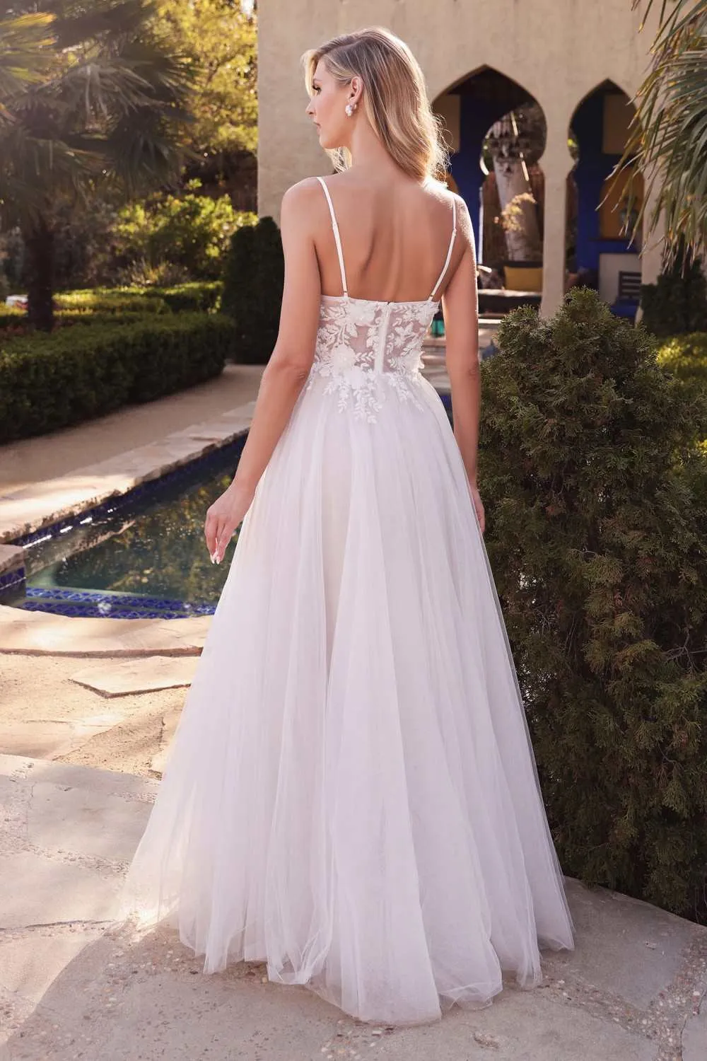 Cinderella Divine CB072W Layered A-Line Tulle Bridal Gown Embroidered Bodice