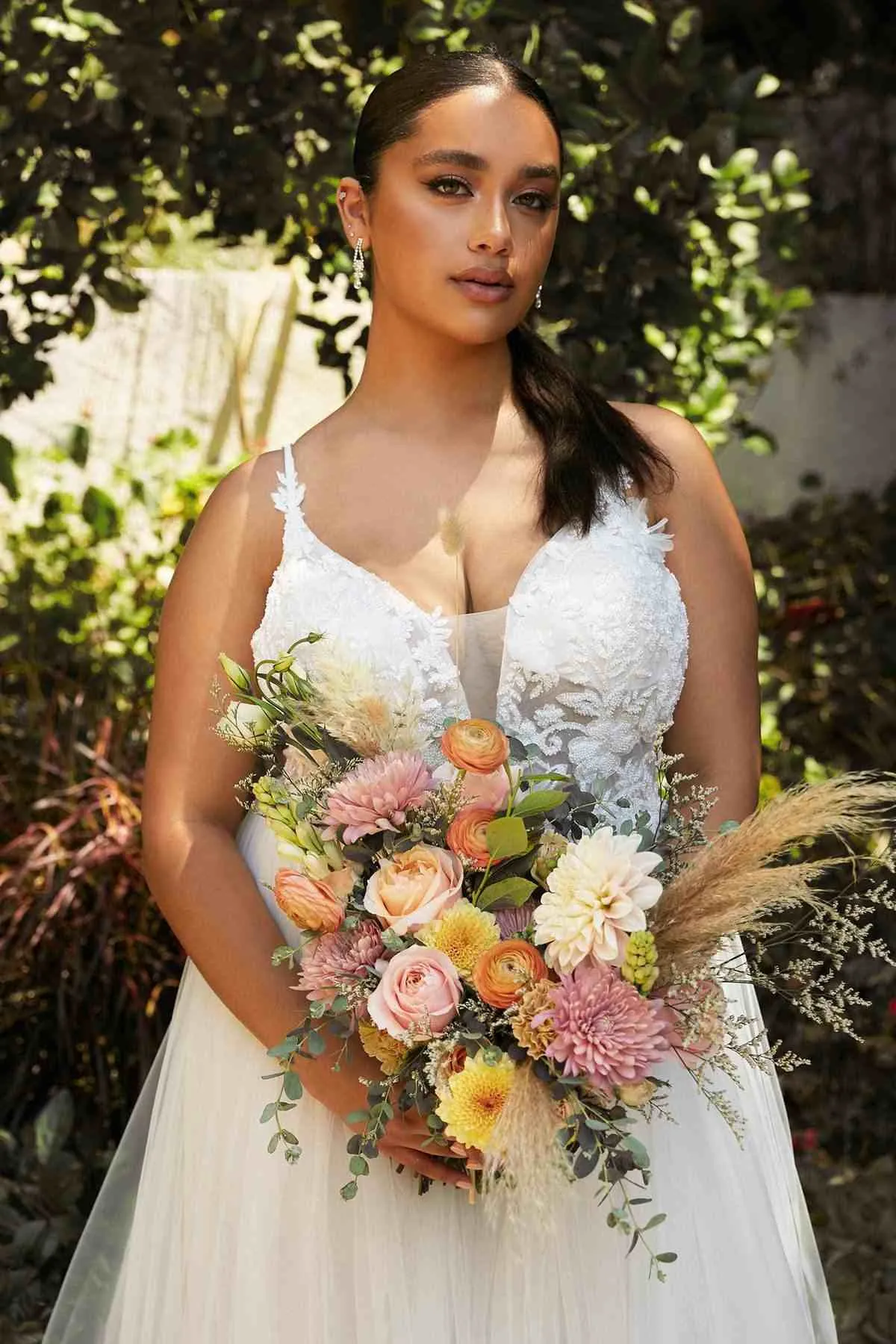 Cinderella Divine CB072W Layered A-Line Tulle Bridal Gown Embroidered Bodice