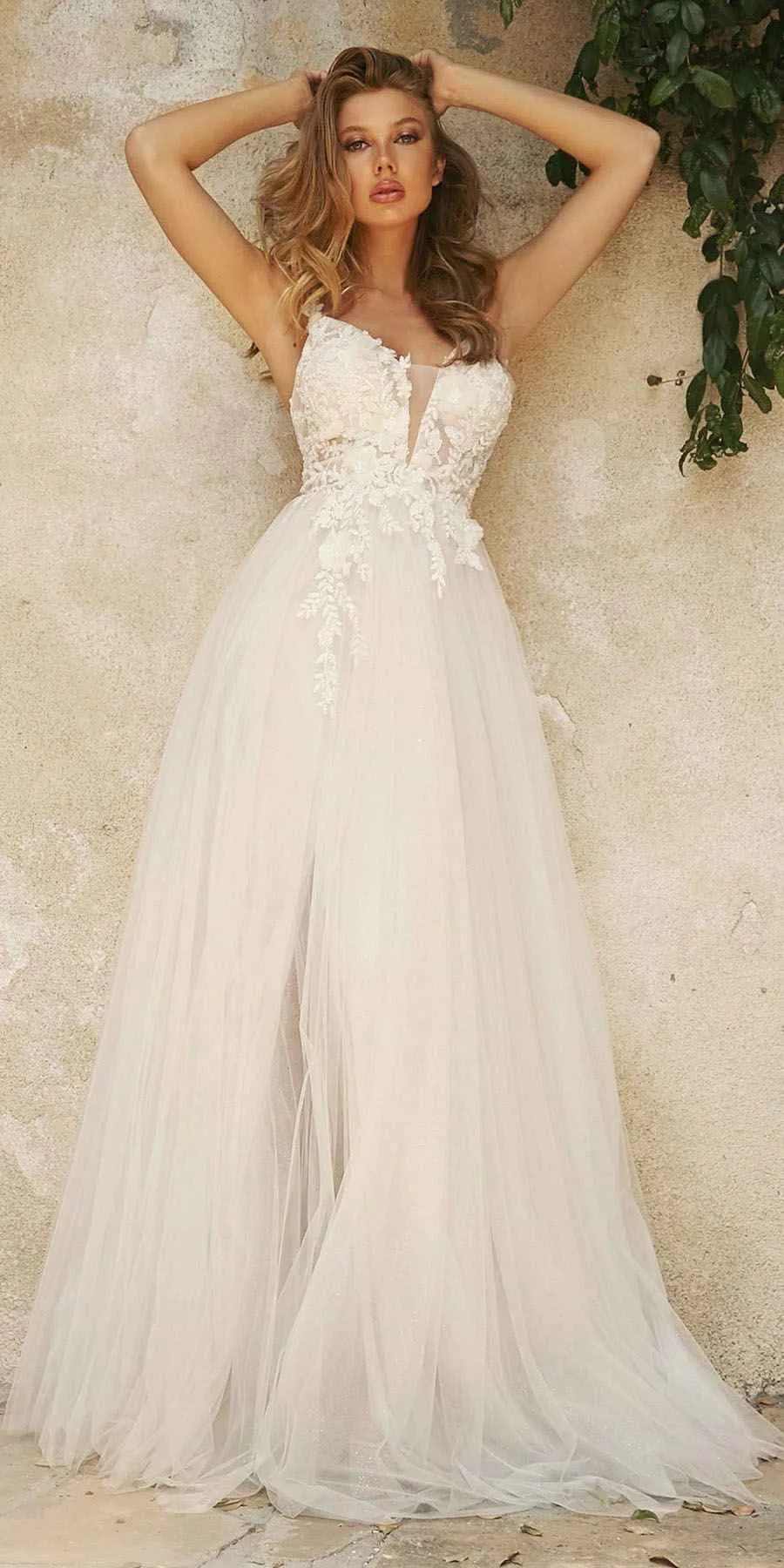 Cinderella Divine CB072W Layered A-Line Tulle Bridal Gown Embroidered Bodice