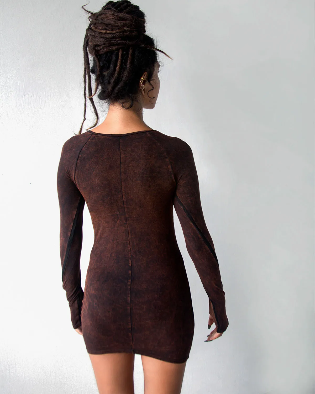 CIRCE Black Rusty Long Sleeve Mini Dress