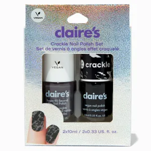 Claire's Black & Gray Crackle Vegan Nail Polish Set - 2 Pack