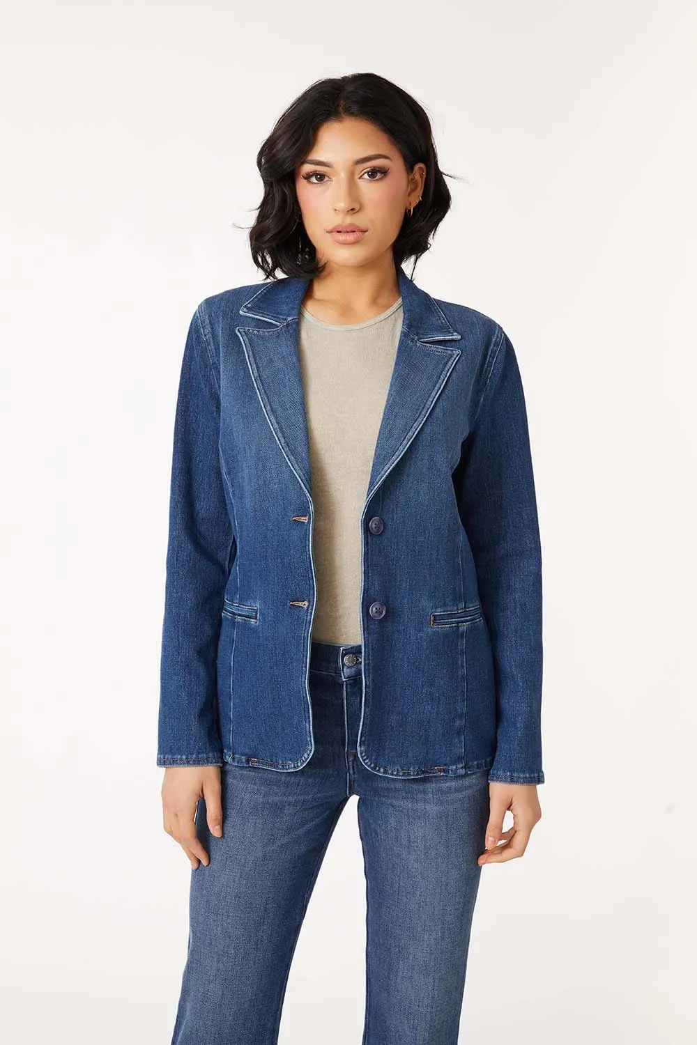 Coco Denim Blazer - Brit Blue