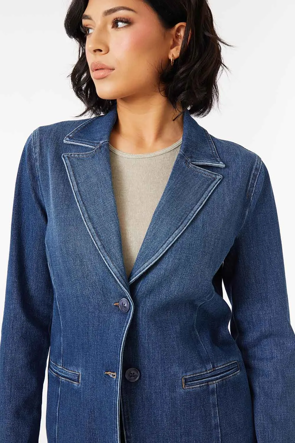 Coco Denim Blazer - Brit Blue