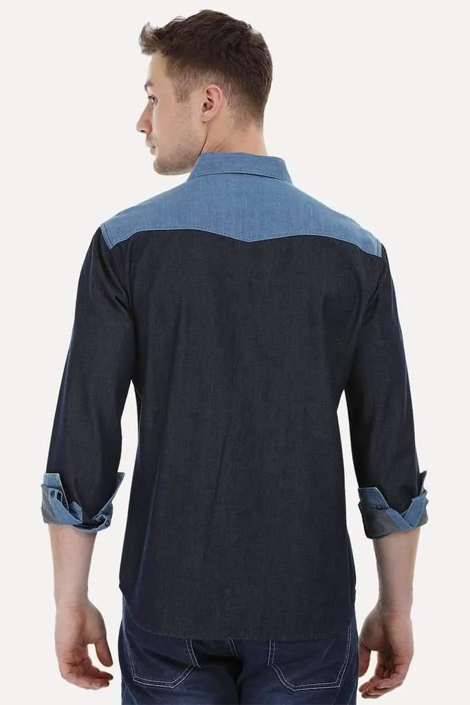 Color-Block Shirt with Snap Buttons