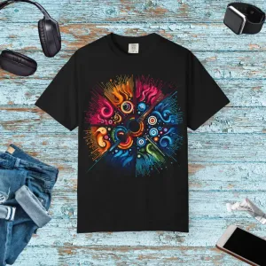 Colorful Musical Vibes Unisex Garment Dyed t Shirt