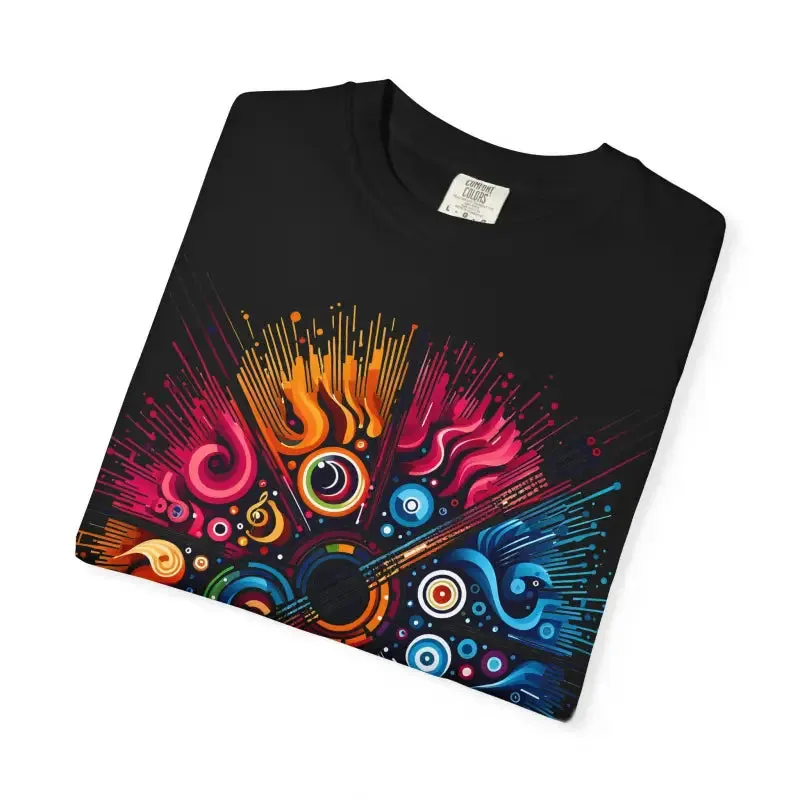 Colorful Musical Vibes Unisex Garment Dyed t Shirt